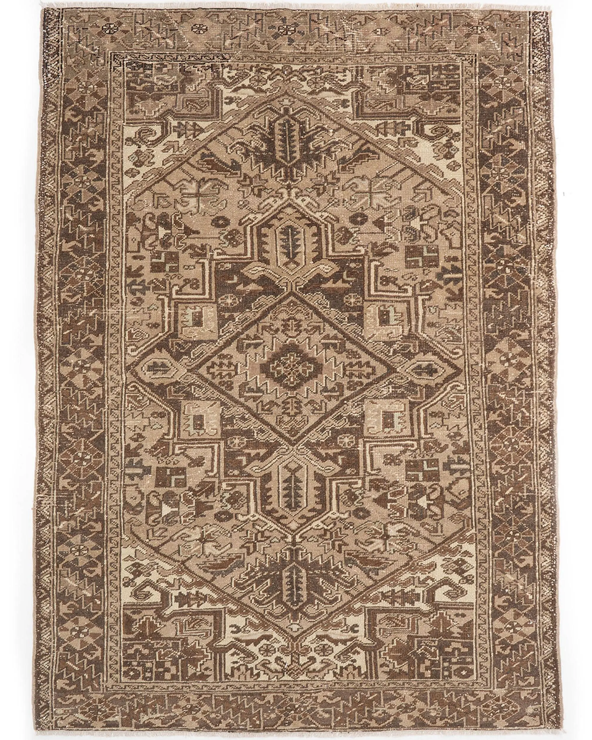Alfombra turca vintage, alfombra grande de 6,46x9,1 pies (197x277 cm), alfombra de lana a cuadros marrón - 1