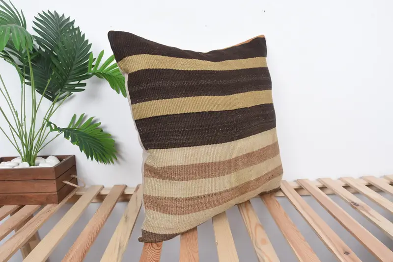 Boho Pillow, 24x24 Brown Cushion Case, Vintage Kilim Throw Pillow, Cushion Case, Authentic Cushion Case, Tribal Cushion, Interior Designer Pillow - 4