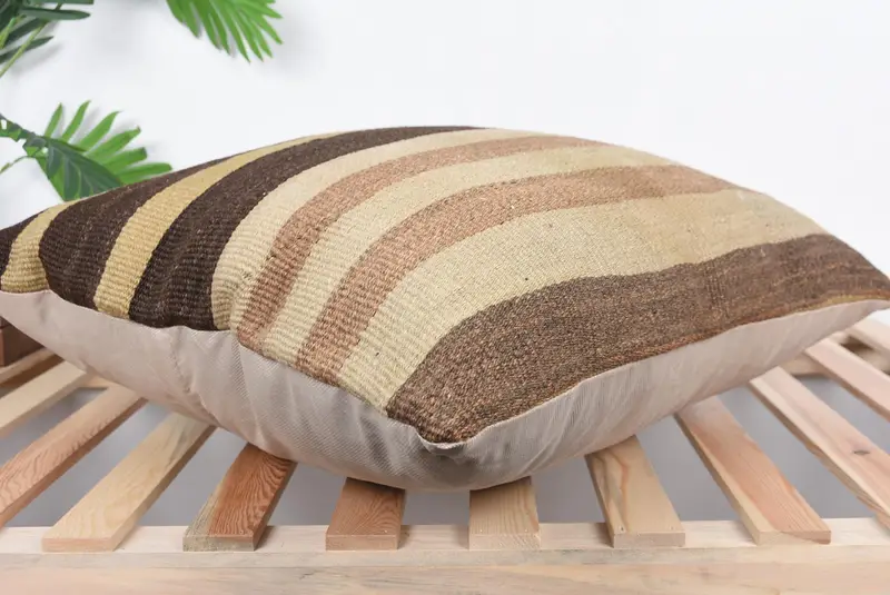 Boho Pillow, 24x24 Brown Cushion Case, Vintage Kilim Throw Pillow, Cushion Case, Authentic Cushion Case, Tribal Cushion, Interior Designer Pillow - 6