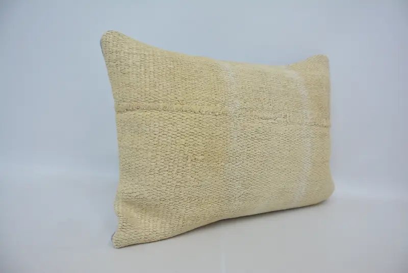 Turkish Kilim Pillow, Meditation Pillow Case, Pillow, Kilim Pillow, 20x28 Beige Pillow, Couch Pillow Cover, Pillow for Couch - 3