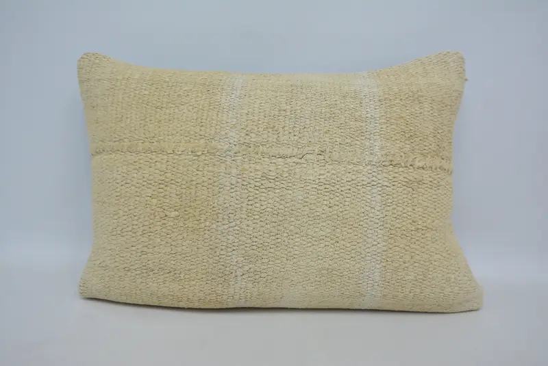 Turkish Kilim Pillow, Meditation Pillow Case, Pillow, Kilim Pillow, 20x28 Beige Pillow, Couch Pillow Cover, Pillow for Couch - 1