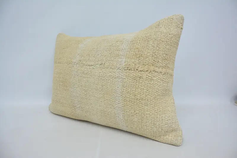 Turkish Kilim Pillow, Meditation Pillow Case, Pillow, Kilim Pillow, 20x28 Beige Pillow, Couch Pillow Cover, Pillow for Couch - 4
