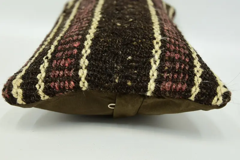 Natural Cushion, Pillow for Couch, Turkish Kilim Pillow, Pillow, Vintage Pillow, Ethnic Cushion Cover, 8x16 Brown Pillow Sham - 5