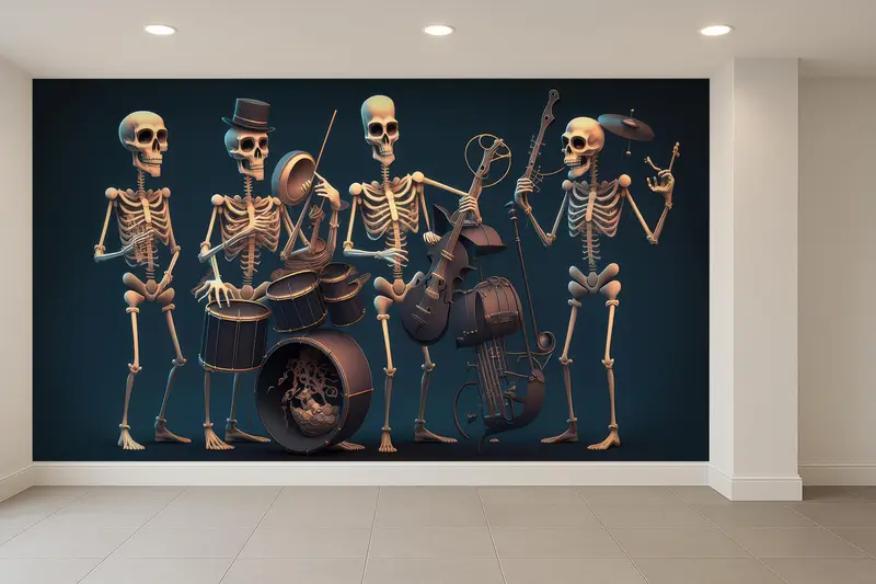 Moderne abstrakte Totenkopf-Tapete für Männerhöhle und Spielzimmer