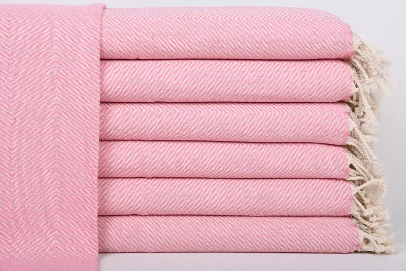 スモールピンクペシュキール刺繍バスタオル、20x40インチ - 1