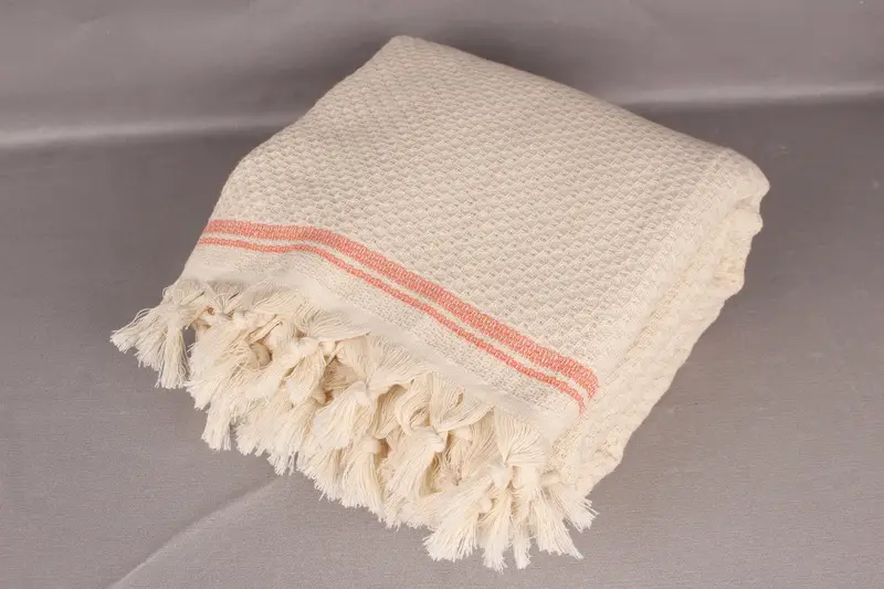 Wedding For Favor, Organic Throw, Bachelorette Gifts, 94x92 Cotton Striped Towel, Woven Throw Blanket, Housewarming Gift, Wedding Anniversary Gift - 6