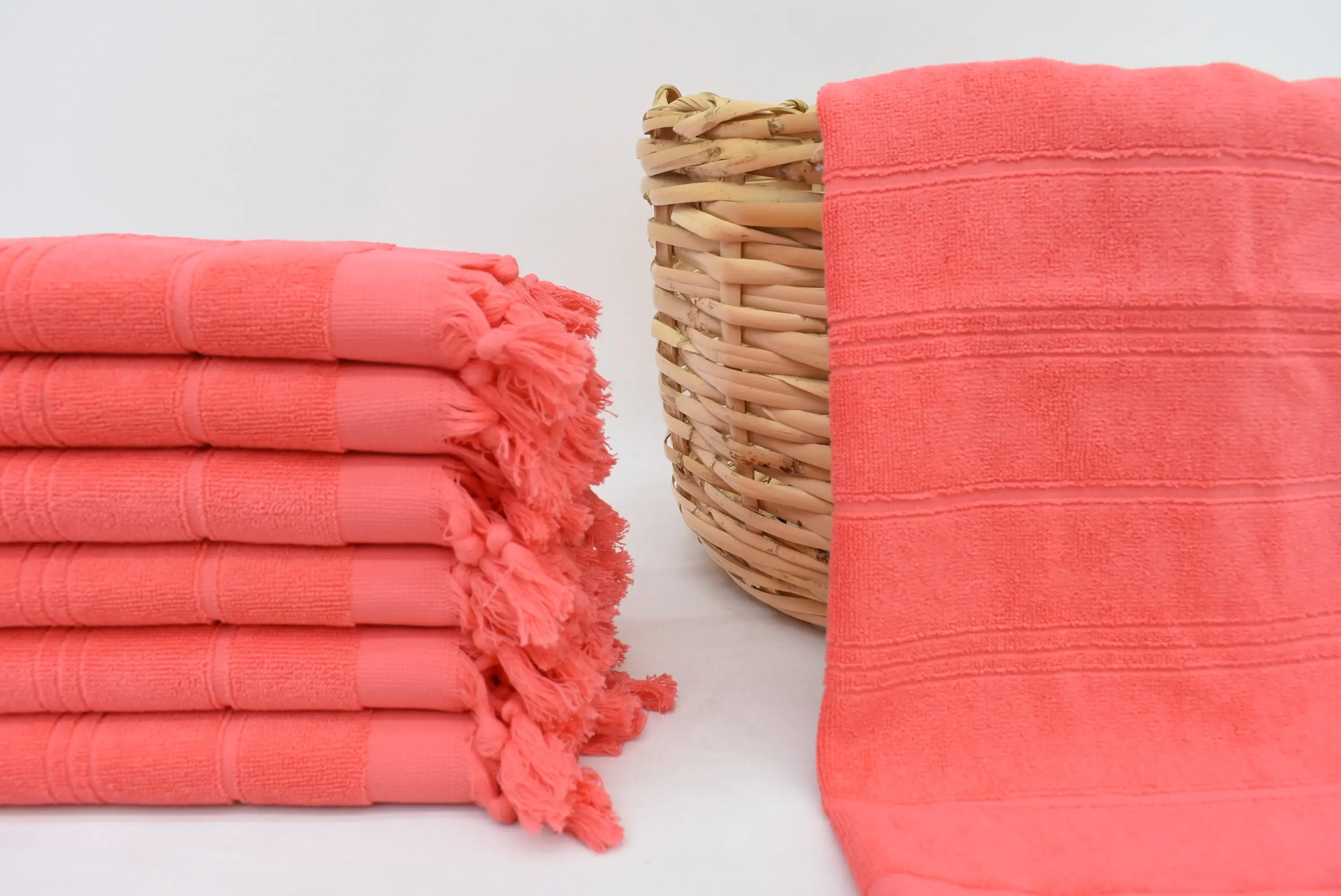Turkish Hand Towel, Personalized 40x18 Inches, Vermilion Striped Terry Dish Towel - 1