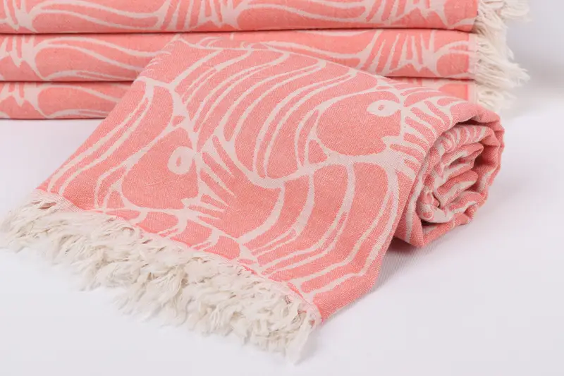 Thin towel, Absorbent Turkish towel, Antibacterial Turkish peshtemal towel, Custom Gift, 70x36 Cotton Fish Design Towel, Welcome Wedding Gift - 5