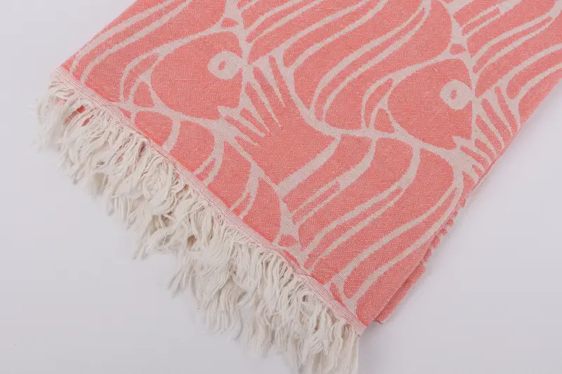 Thin towel, Absorbent Turkish towel, Antibacterial Turkish peshtemal towel, Custom Gift, 70x36 Cotton Fish Design Towel, Welcome Wedding Gift - 8