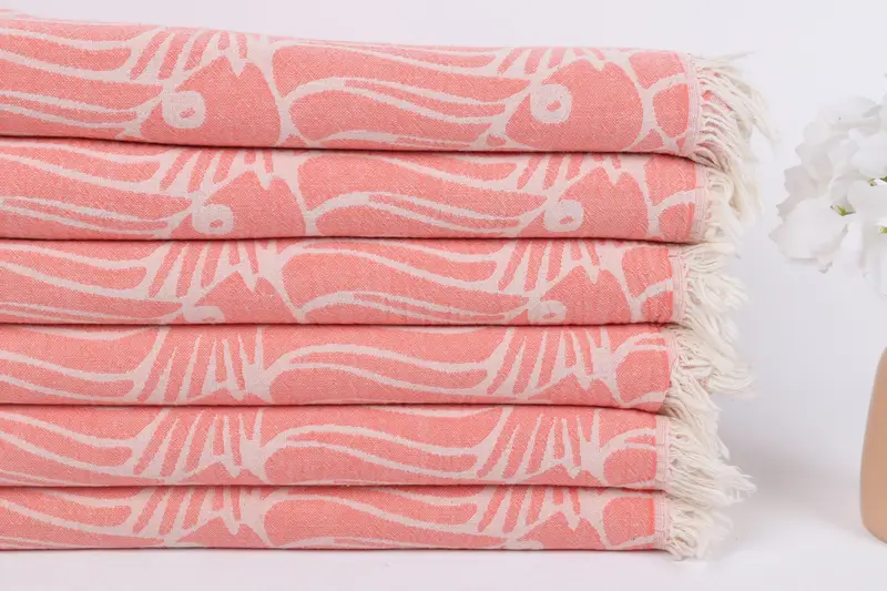 Thin towel, Absorbent Turkish towel, Antibacterial Turkish peshtemal towel, Custom Gift, 70x36 Cotton Fish Design Towel, Welcome Wedding Gift - 4