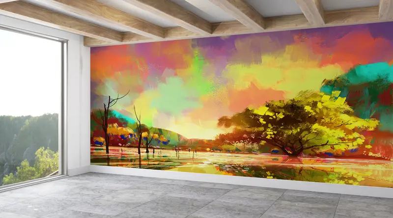 Baskılı Sonbahar Ormanı Duvar Kağıdı: Doğanın Renkli Kanvası