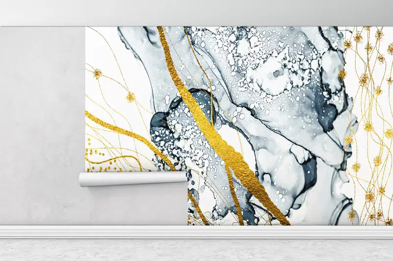 Wall Paper Peel and Stick, Abstract Wall Mural, Custom Wall Paper, Bright Wall Paper, , Contemporary Wall Painting, Gray Wall Paper, - 8