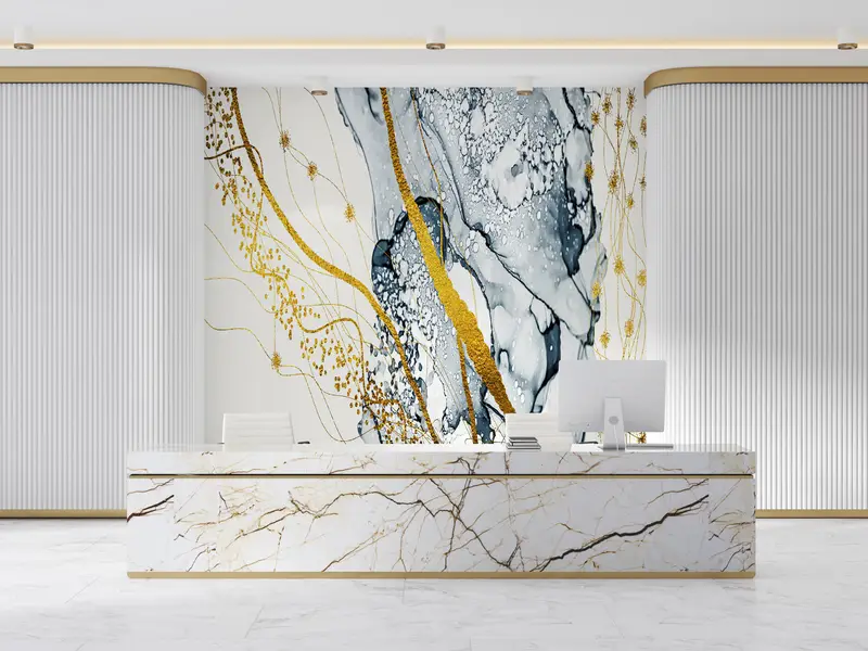 Wall Paper Peel and Stick, Abstract Wall Mural, Custom Wall Paper, Bright Wall Paper, , Contemporary Wall Painting, Gray Wall Paper, - 1
