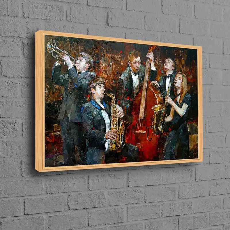Lienzo de jazz abstracto moderno: regalo vibrante para músicos