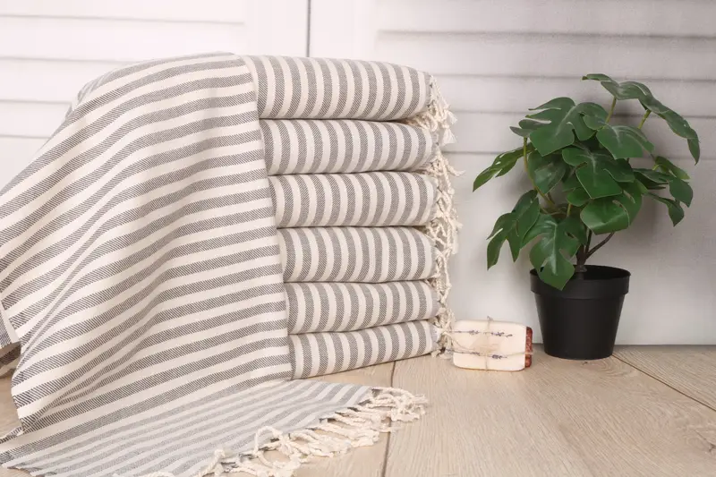 Bathroom Towel Striped Dish Towel Brown Cotton 40x24 Inches