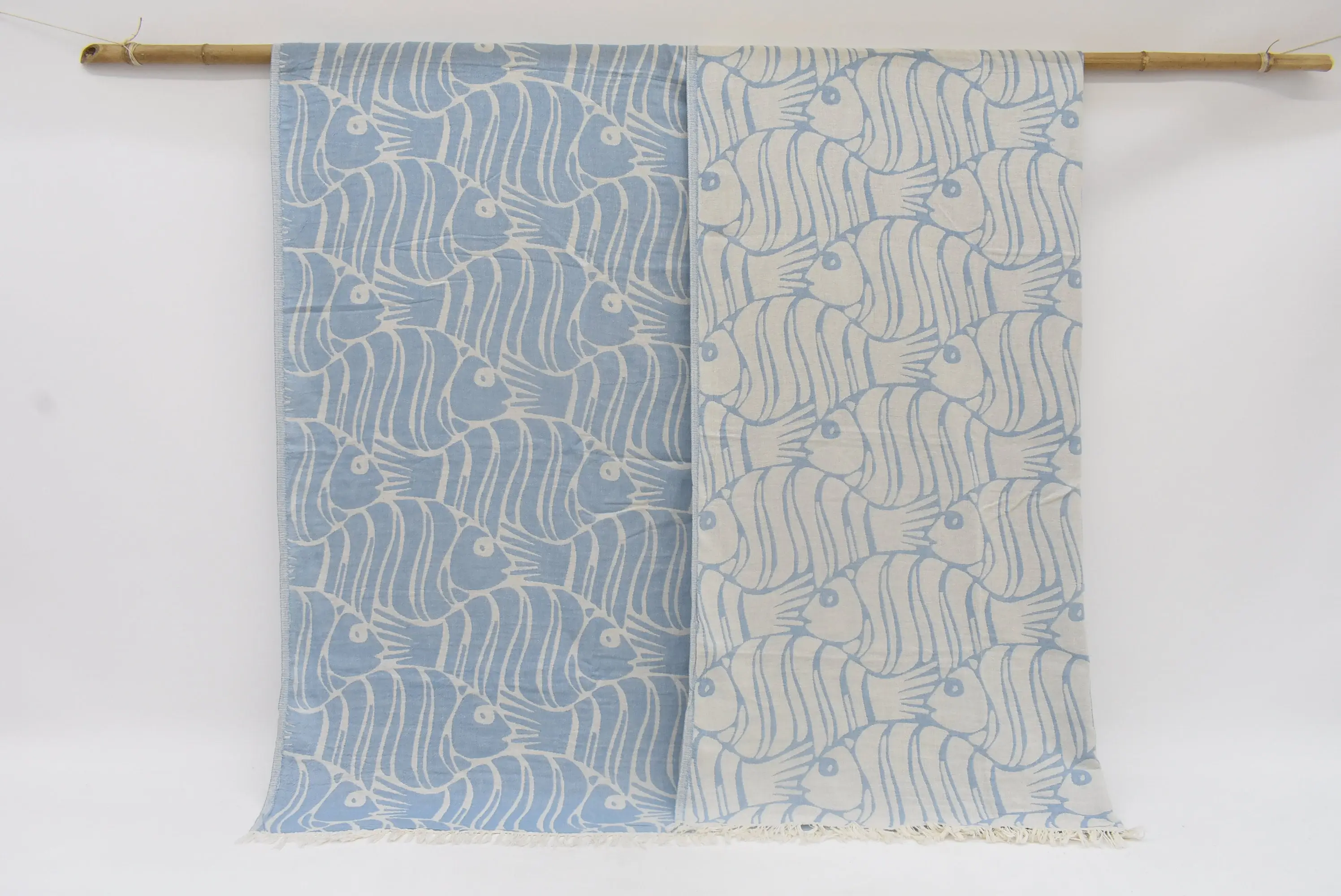 Personalized Dark Turquoise Fish Pattern Throw, 95x71 Inches - 1