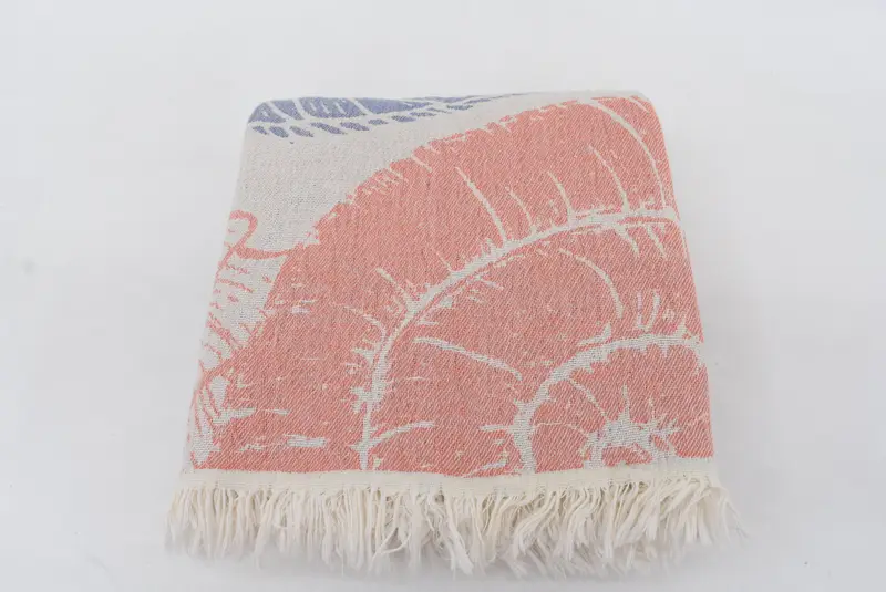 Woven Blanket, Boho Throw Blankets, Turkish Blanket, Valentines Day Gift Idea, 88x64 Cotton Underwater Animals Design Towel, Turkish Towel Blanket - 4