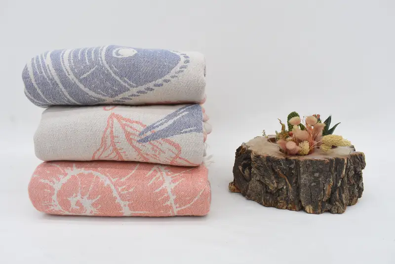Woven Blanket, Boho Throw Blankets, Turkish Blanket, Valentines Day Gift Idea, 88x64 Cotton Underwater Animals Design Towel, Turkish Towel Blanket - 3