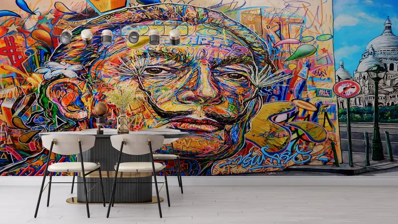 Salvador Dali Graffiti Wallpaper, Dali Wall Poster, Graffiti Wall Painting, Abstract Mural, Colorful Wall Paper, Famous Wall Poster, - 7
