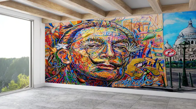 Salvador Dali Graffiti Wallpaper, Dali Wall Poster, Graffiti Wall Painting, Abstract Mural, Colorful Wall Paper, Famous Wall Poster, - 5
