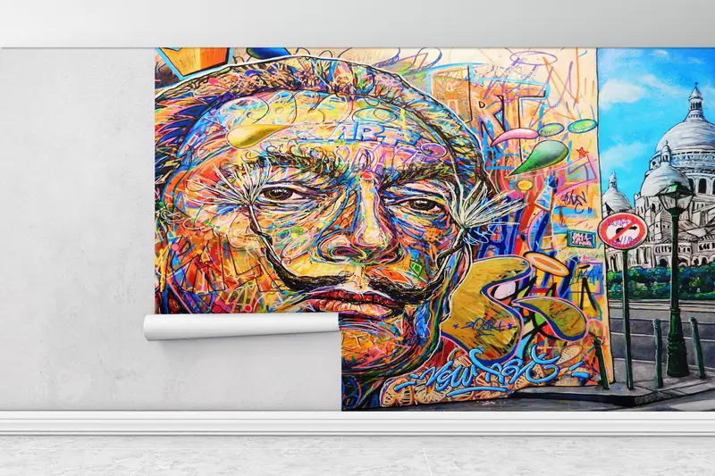 Salvador Dali Graffiti Wallpaper, Dali Wall Poster, Graffiti Wall Painting, Abstract Mural, Colorful Wall Paper, Famous Wall Poster, - 1
