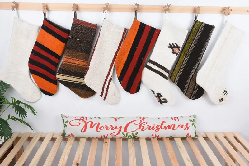 8-Inch Christmas Ornaments Pattern Stocking, Festive Holiday Decor