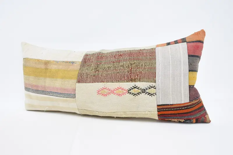 Cushion, Kilim Pillow Cover, Throw Kilim Pillow, Vintage Kilim Pillow, Sustainable Pillow Cover, Vintage Throw Pillow Cover, 16x36 Beige Cushion - 4