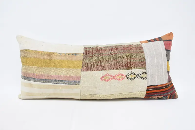 Cushion, Kilim Pillow Cover, Throw Kilim Pillow, Vintage Kilim Pillow, Sustainable Pillow Cover, Vintage Throw Pillow Cover, 16x36 Beige Cushion - 1