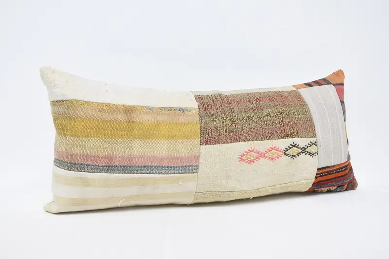 Cushion, Kilim Pillow Cover, Throw Kilim Pillow, Vintage Kilim Pillow, Sustainable Pillow Cover, Vintage Throw Pillow Cover, 16x36 Beige Cushion - 3
