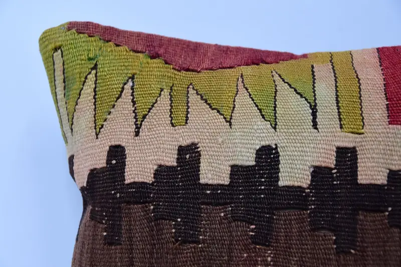 Anatolian Pillow Case, Pillow Case, Kilim Pillow Cover, Interior Designer Pillow, 12x12 Brown Cushion Cover, Vintage Kilim Throw Pillow - 2