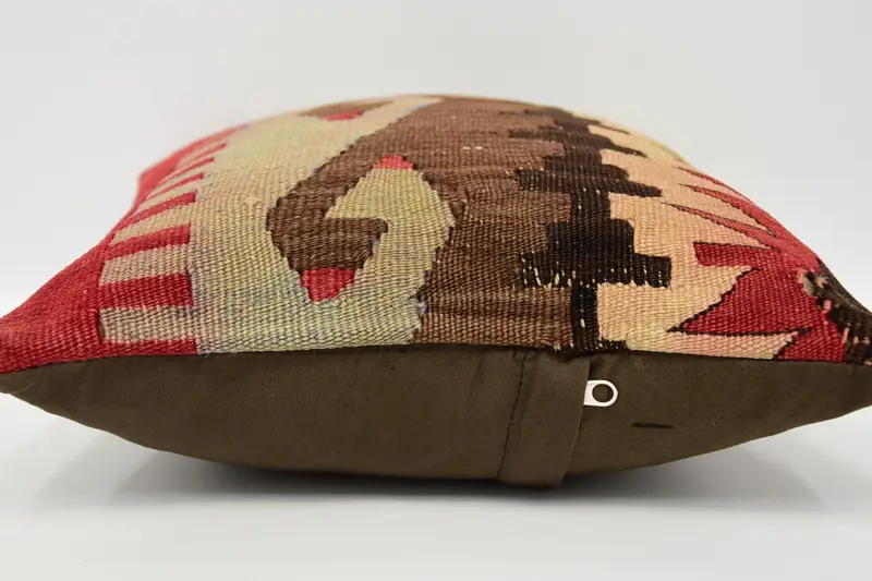 Anatolian Pillow Case, Pillow Case, Kilim Pillow Cover, Interior Designer Pillow, 12x12 Brown Cushion Cover, Vintage Kilim Throw Pillow - 5