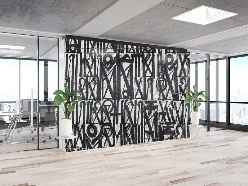 Elegante schwarze Street-Graffiti-abstrakte Tapete, bedrucktes Design