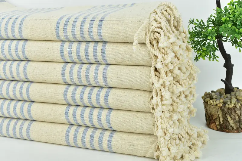 Beach towel, Organic towel, Anniversary Gift For Her, Summer Gift, 70x40 Linen Striped Towel, Personalized Towel Gift, Turkish Towel Beach Towel - 3