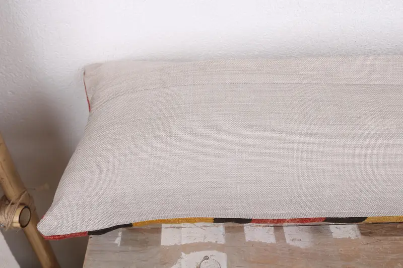 Throw Kilim Pillow, 12x43 Yellow Cushion Cover, Pillow for Sofa, Pillow Sham, Indoor Cushion, Turkish Pillow, Bolster Pillow Sham - 7