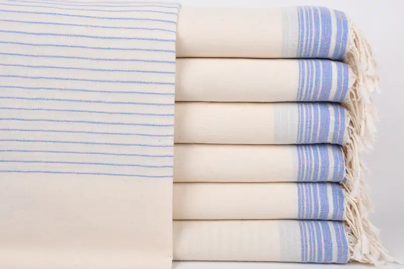 刺繍ビーチタオル、ブルーピンクストライプタオル、36x67インチ - 1