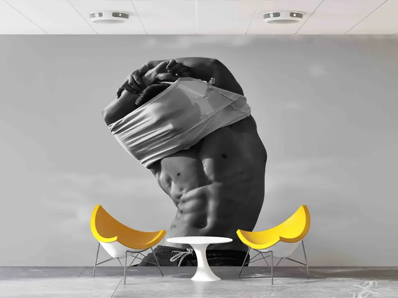 Sexy Man Paper Art, Sexy Mural, Modern Wall Decal, 3D Wall Mural, Naked Man Wall Art, Sensual Man Photo Wall Painting, Mature Wall Paper, - 4