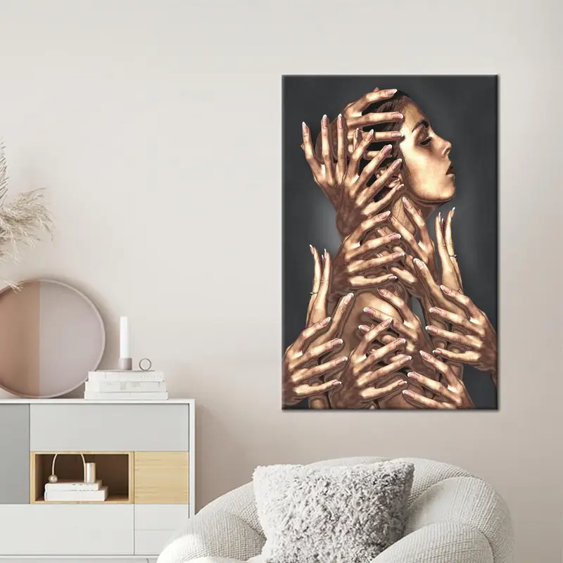 抽象的なシュールな女性キャンバスプリント - エレガントなウォールアート