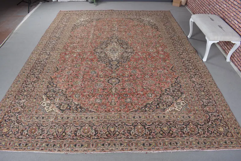 Rot-blauer Patchwork-Teppich, 0,8 x 12,7 Fuß, elegantes Dekor