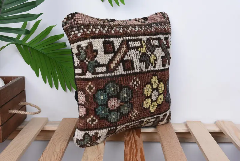 Pillow for Couch, Handmade Rug Seat Cushion Cover, 12x12 Red Cushion Cover, Turkish Kilim Pillow, Ethnical Kilim Rug Pillow, Pillow Case - 4