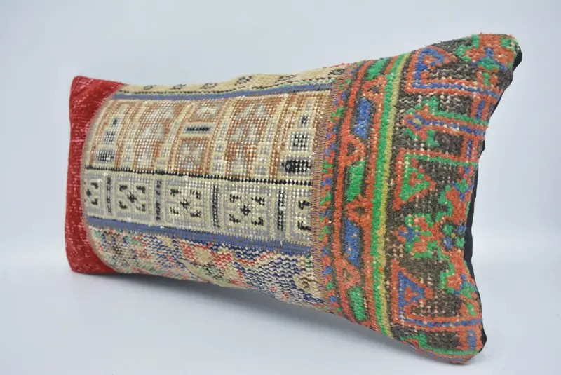 Bed Cushion Case, Ikat Pillow Cover, Turkish Pillow, Pillow for Sofa, 12x24 Red Pillow, Cushion Case, Vintage Pillow, Square Throw Pillow Sham - 4