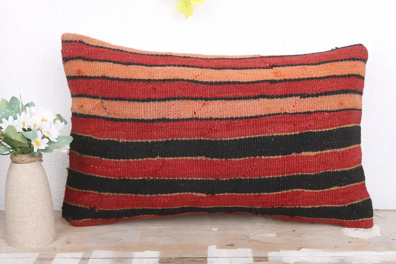 Cushion Case, Yoga Cushion Cover, Pillow for Sofa, Boho Pillow, Sofa Bolster Pillow Cover, Sofa Pillow, 12x20 Red Cushion, Interior Designer Pillow - 2