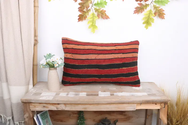 Cushion Case, Yoga Cushion Cover, Pillow for Sofa, Boho Pillow, Sofa Bolster Pillow Cover, Sofa Pillow, 12x20 Red Cushion, Interior Designer Pillow - 1