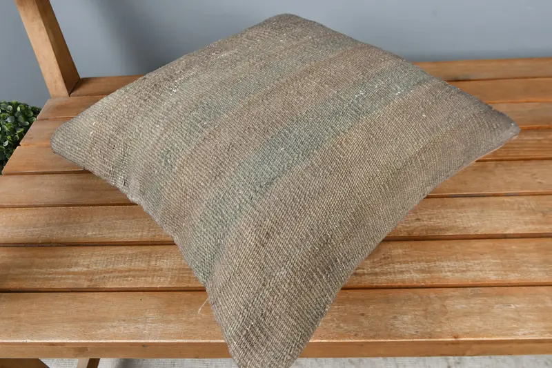 16x16 Brown Pillow Sham, Vintage Kilim Throw Pillow, Designer Throw Pillow, Luxury Pillow Cover, Kilim Cushion Sham, Pillow for Couch, Cushion - 2