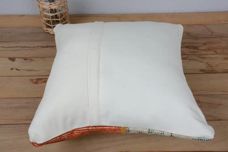 Pillow, Meditation Pillow Sham, Boho Pillow, Gift Pillow, Kilim Pillow, 16x16 Orange Pillow Sham, Wholesale Pillow Cover, Art Deco Pillow Cover - 6
