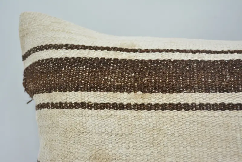 Ethnical Kilim Rug Pillow, Pillow Cover, Designer Throw Pillow Cover, 16x24 Beige Pillow, Kilim Cushion Sham, Turkish Kilim Pillow - 2