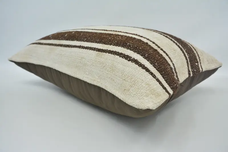 Ethnical Kilim Rug Pillow, Pillow Cover, Designer Throw Pillow Cover, 16x24 Beige Pillow, Kilim Cushion Sham, Turkish Kilim Pillow - 6
