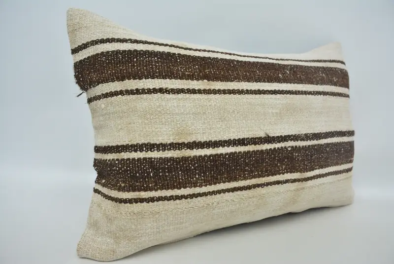 Ethnical Kilim Rug Pillow, Pillow Cover, Designer Throw Pillow Cover, 16x24 Beige Pillow, Kilim Cushion Sham, Turkish Kilim Pillow - 3