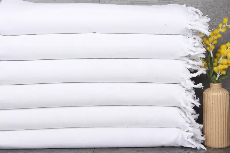 Turkish Beach Towel Personalized White Solid, 40x71 Inches