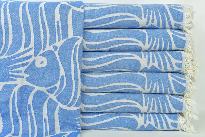 Valentines Gift, Housewarming Gift, 70x60 Cotton Fish Design Towel, Best Wedding Gift, Gift For Wedding Day, Wedding Favors, Personalized Blanket - 3