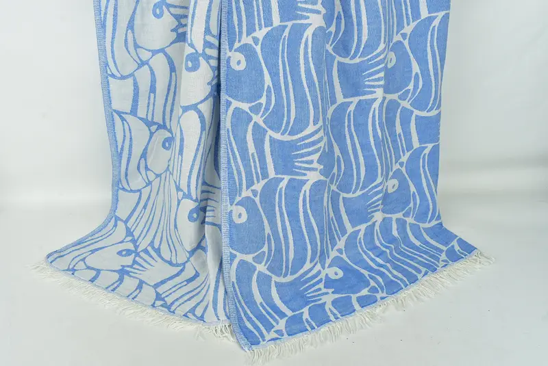 Valentines Gift, Housewarming Gift, 70x60 Cotton Fish Design Towel, Best Wedding Gift, Gift For Wedding Day, Wedding Favors, Personalized Blanket - 2